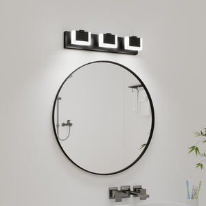 English Elm 3 Modern Black LED Vanity Light 3-Head Up/Down Wall Fixture 6000K Dimmable Iron Acrylic Bath W2312P374942