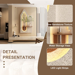English Elm Adjustable 3D Sandstone Wall Art With Led Lights, Rabbit Figurine & Hydroponic Glass Vase For Home Decor W2700P313032