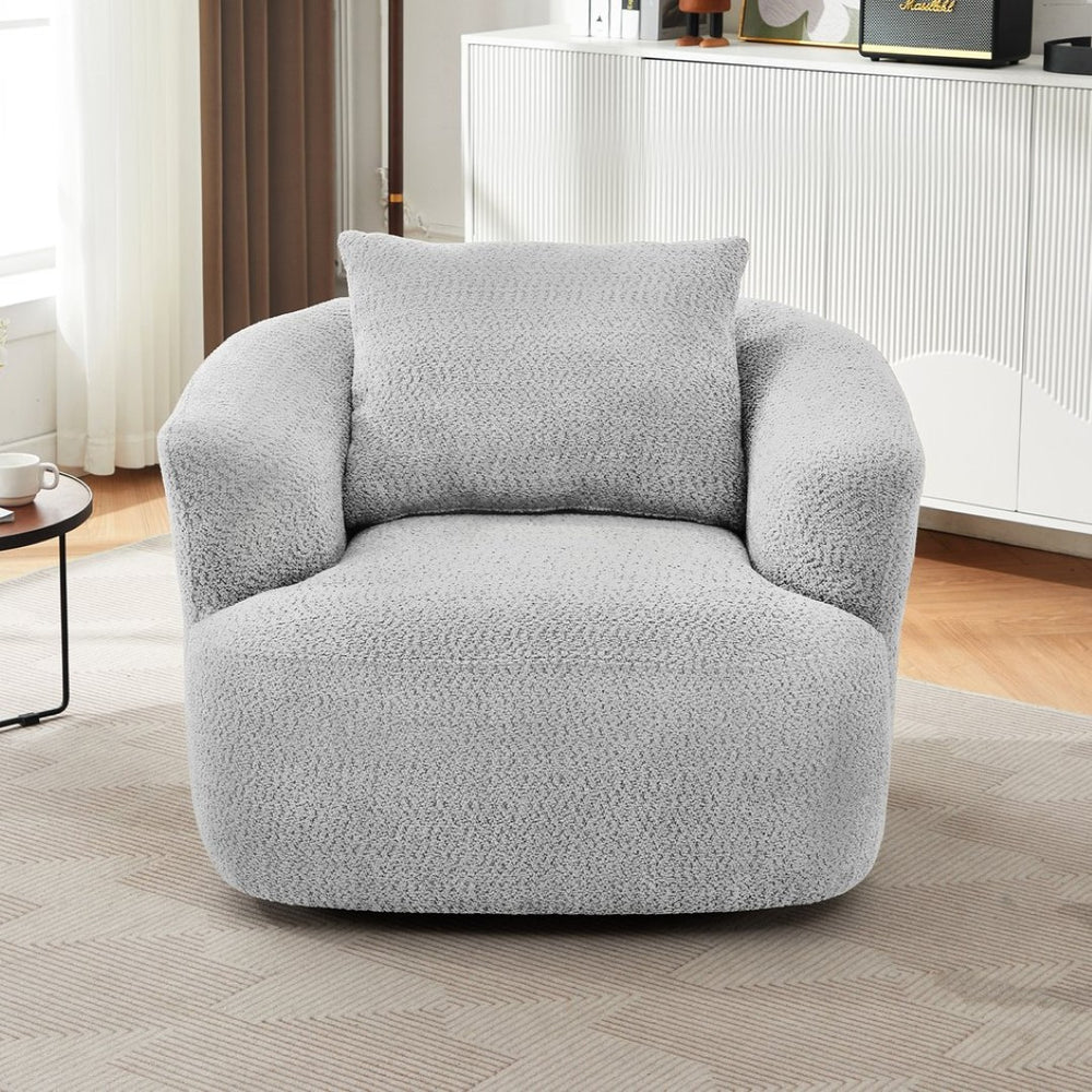 English Elm 360° Swivel Boucle Barrel Chair with Pocket Springs for Modern Living Rooms N719P288552R