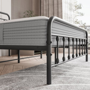 English Elm Metal Victorian Platform Bed Frame Full Size Black with Noise-Free Steel Slats, Underbed Storage, 450lb Capacity W84034826