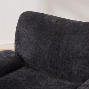 English Elm 42" Oversized Chenille Accent Chair Deep Foam Seat Lounge Armchair for Living Room Black W3118P453261