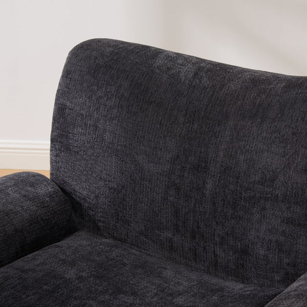 English Elm 42" Oversized Chenille Accent Chair Deep Foam Seat Lounge Armchair for Living Room Black W3118P453261