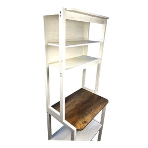 English Elm 23.62" Bakers Rack for Kitchen with 5-Tier Storage, Coffee Bar Station, Microwave Stand, Durable Design Brown+White W1412P230429