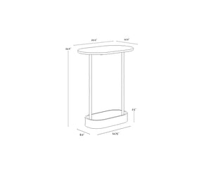 Sunpan Eden End Table - Artisan Crafted White Marble & Hammered Iron Side Table with Antique Brass Base