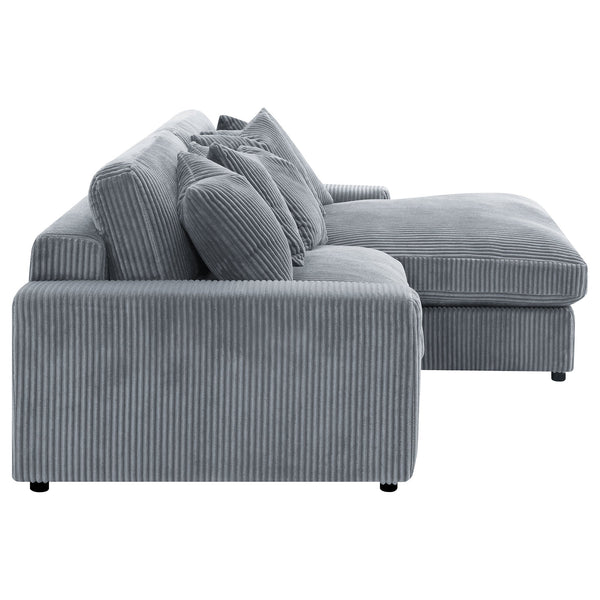 English Elm Marcus Fog Modular Reversible Sectional Sofa with Pillows – Terracotta Fog Upholstery, Track Arms, Ottoman Lounge B062S01211