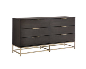 Sunpan Rebel Dresser – Modern Cream Oak Wood Design with 9 Soft Closing Drawers and Elegant Hardware Small - 66W x 19D x 34.25H