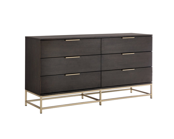 Sunpan Rebel Dresser – Modern Cream Oak Wood Design with 9 Soft Closing Drawers and Elegant Hardware Small - 66W x 19D x 34.25H