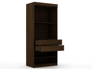 English Elm Mulberry 36" Wardrobe Closet with Adjustable Shelves, Sleek Aluminum Handles, Space-Saving Design Chestnut B365S00006