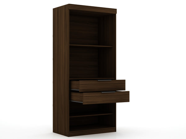 English Elm Mulberry 36" Wardrobe Closet with Adjustable Shelves, Sleek Aluminum Handles, Space-Saving Design Chestnut B365S00006