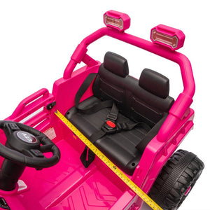 English Elm 12v Kids Electric Utv with 4-wheel Suspension Anti-collision Bar and 2-hour Battery Pink W1578P343328