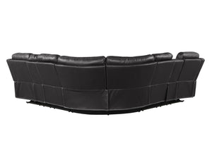 English Elm Lacrosse Power Reclining Sectional with Bluetooth Speakers, LED Lighting, USB Ports & Console Comfort Black B009S01429