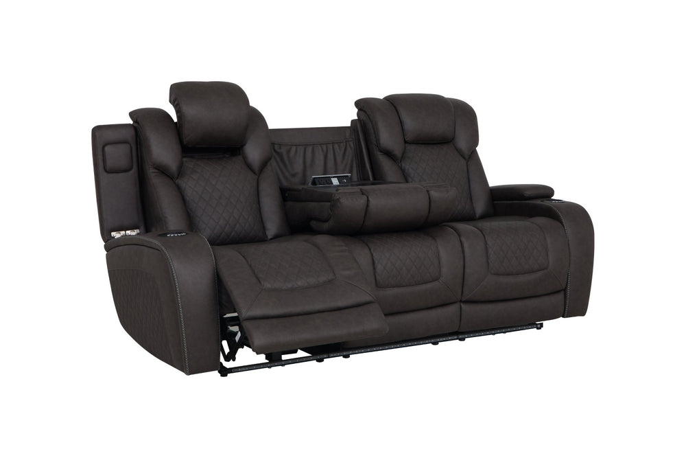 English Elm Wendell Power Reclining Sofa with Led Lighting Usb Charging and Microfiber Fabric B2726P435894
