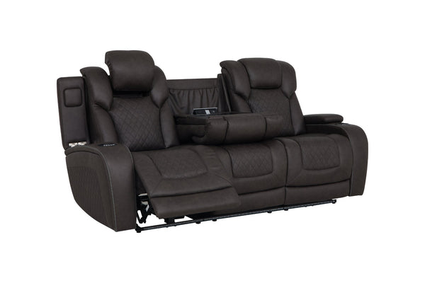 English Elm Wendell Power Reclining Sofa with Led Lighting Usb Charging and Microfiber Fabric B2726P435894