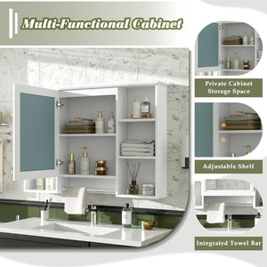 English Elm 3-in-1 Wall Mounted Bathroom Medicine Cabinet with Soft Close Mirror and Towel Bar White N710P358613K