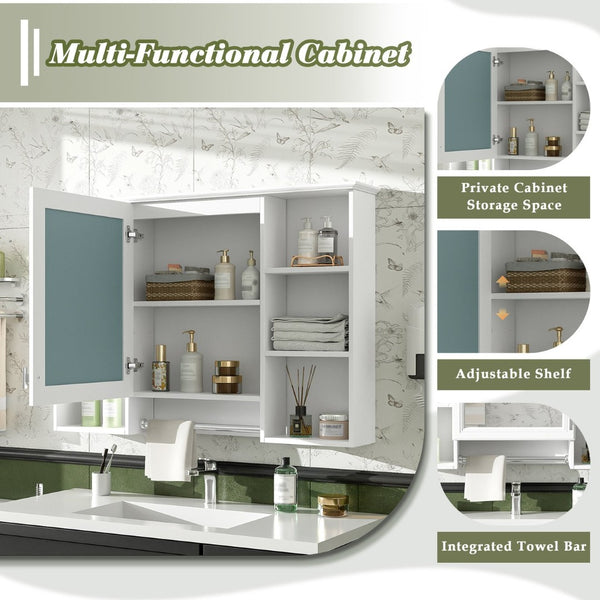 English Elm 3-in-1 Wall Mounted Bathroom Medicine Cabinet with Soft Close Mirror and Towel Bar White N710P358613K