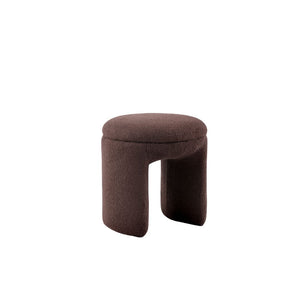 English Elm Brown Teddy Shearling Round Top Accent Stool 18" x19.5" Cozy Modern Ottoman Bench for Living Rooms B2741P388363