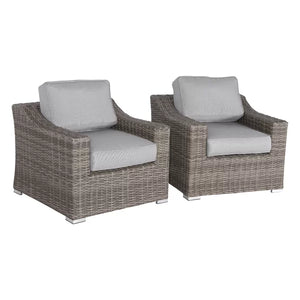 English Elm Fully Assembled Wicker Patio Chair Set With Plush Cushions For Effortless Outdoor Comfort & Style B120S00004