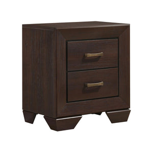 English Elm MDF Nightstand with 2 Drawers — Classic Wood Veneer Nightstand with Metallic Hardware and Tapered Legs Espresso B016P254582