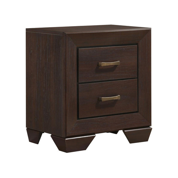 English Elm MDF Nightstand with 2 Drawers — Classic Wood Veneer Nightstand with Metallic Hardware and Tapered Legs Espresso B016P254582