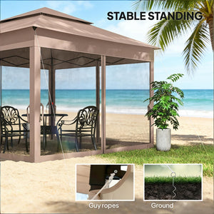 English Elm Handy Pop up Gazebo with Vented Dual Roof Mesh Walls Steel Frame Backyard Shelter T3971P486741
