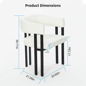 English Elm Modern Barrel Dining Chairs Set of 2 Faux Leather Wraparound Seat Metal Frame White Pu W3394P444215