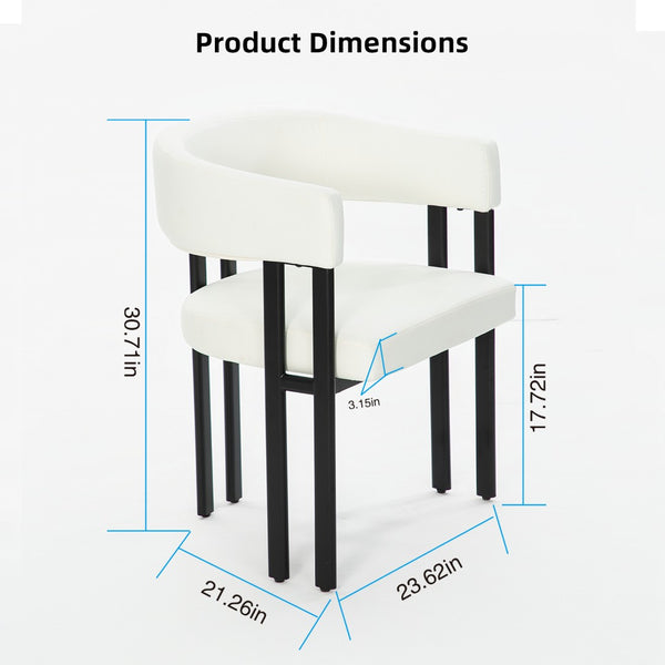 English Elm Modern Barrel Dining Chairs Set of 2 Faux Leather Wraparound Seat Metal Frame White Pu W3394P444215