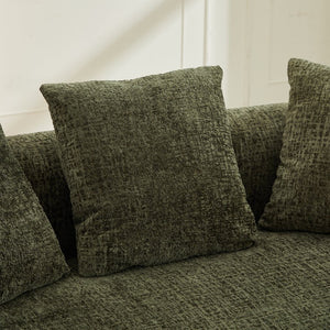 English Elm Curved Chenille Loveseat with Memory Foam Seating and Three Pillows for Compact Spaces Olive Green W2915P324471