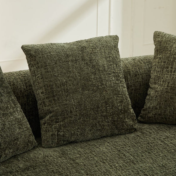 English Elm Curved Chenille Loveseat with Memory Foam Seating and Three Pillows for Compact Spaces Olive Green W2915P324471