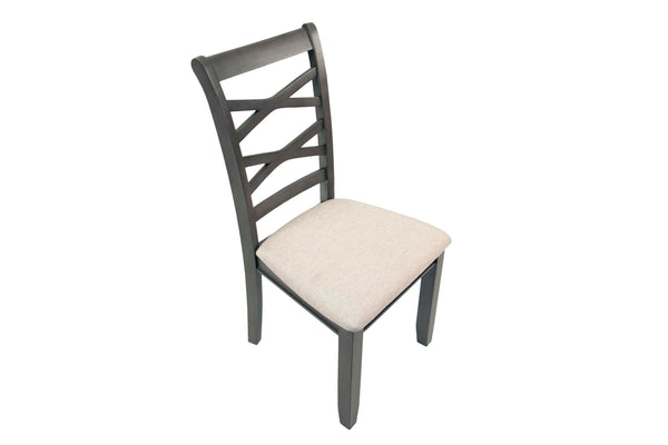 English Elm 6 6-Pcs Dining Set Rustic Gray Rectangular Table with Bench & 4 Padded Ladder-Back Chairs for Cozy Meals B089S00178