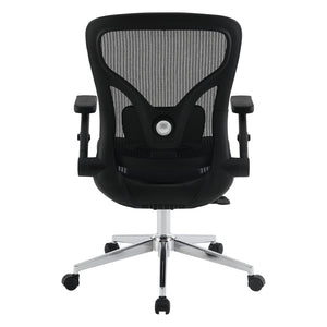 OSP Home Furnishings Matrix Ergonomic Mesh Manager Chair with 4d Arms Lumbar Support and Chrome Base EMH60949C-3