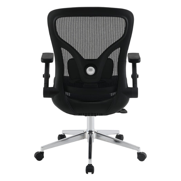 OSP Home Furnishings Matrix Ergonomic Mesh Manager Chair with 4d Arms Lumbar Support and Chrome Base EMH60949C-3