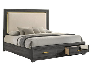 English Elm Colorado King Bedroom Set with Led Upholstered Headboard Wood Frame Four Piece B009S02321