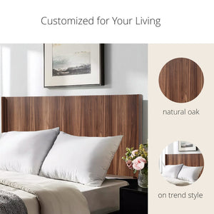 English Elm Wood Fluted Wingback Queen Headboard Wall Mounted Walnut Farmhouse Bedroom Accent W3520P327613