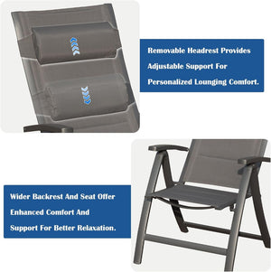 English Elm Patio Folding Chairs Set Of 2 - Lightweight, Ergonomic, Padded Textilene For Ultimate Outdoor Comfort W1859P321619-GIGA