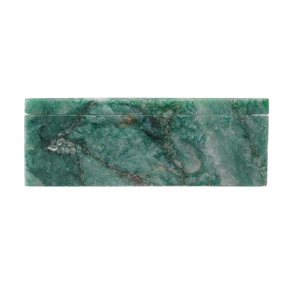 Green Aventurine Box - Handcrafted Decorative Stone Storage with Unique Color Variations & Sheen