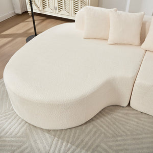 English Elm 110.2'' Plush Boneless Sectional Sofa Ivory — Curved L-Shape Chaise, Deep Memory Foam Comfort, No Assembly W1249S00008