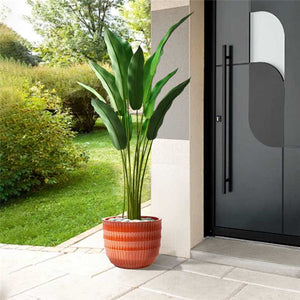 English Elm 4 Pieces Ceramic Flowerpot Set with Hand-Glazed Finish, Precision Molded Planters for Patio Decor Coral W3273P321567