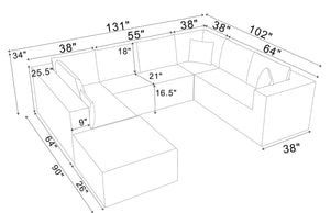 English Elm Full Corduroy Upholstered U-shaped Sectional Sofa with Moveable Ottoman Zero Assembly Black B2748S00061