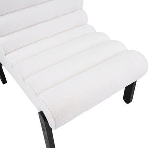 English Elm Fluffy Shearling Accent Chair Plush Tiered Back Solid Wood Frame Cozy Reading Nook White+Black N767P366257W