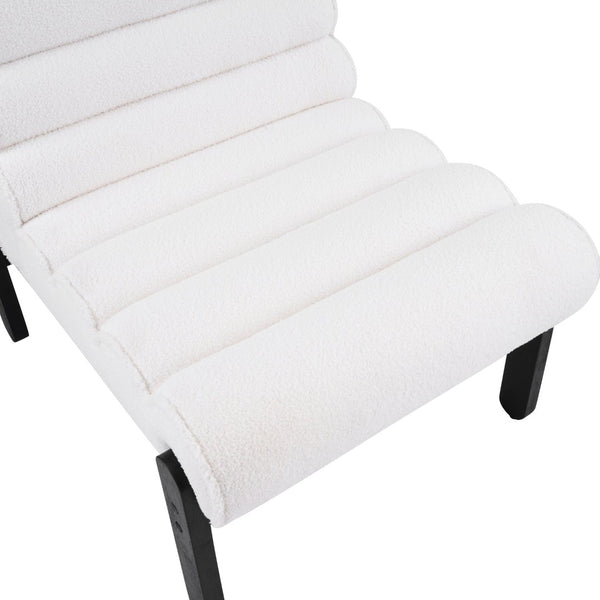 English Elm Fluffy Shearling Accent Chair Plush Tiered Back Solid Wood Frame Cozy Reading Nook White+Black N767P366257W