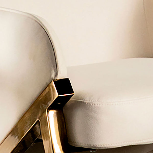 English Elm Crendon Upholstered Wingback Accent Chair with High Back, Curved Arms and Brushed Bronze Metal Legs Cream B062P328613