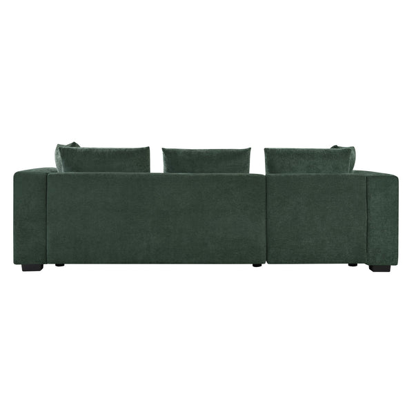 English Elm Sectional Chenille L-Shaped Sofa with Hidden Wooden Storage, Deep 18.9" Seats & Pocket Springs Green N719S001970F