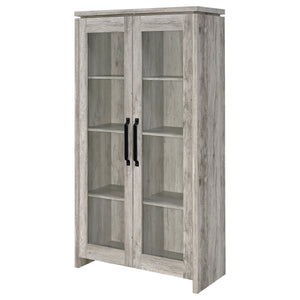 English Elm Myerson Weathered Grey Driftwood Tall 2-Door Cabinet with Removable Shelves Rustic Storage (96) B062P328670
