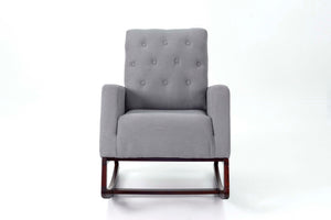 English Elm Rocker Diamond-Tufted Upholstered Rocking Chair with Plush Cushions, Exposed Legs, Elegant Accent Steel Gray 29 L x 28 W x 20 H B089P240471