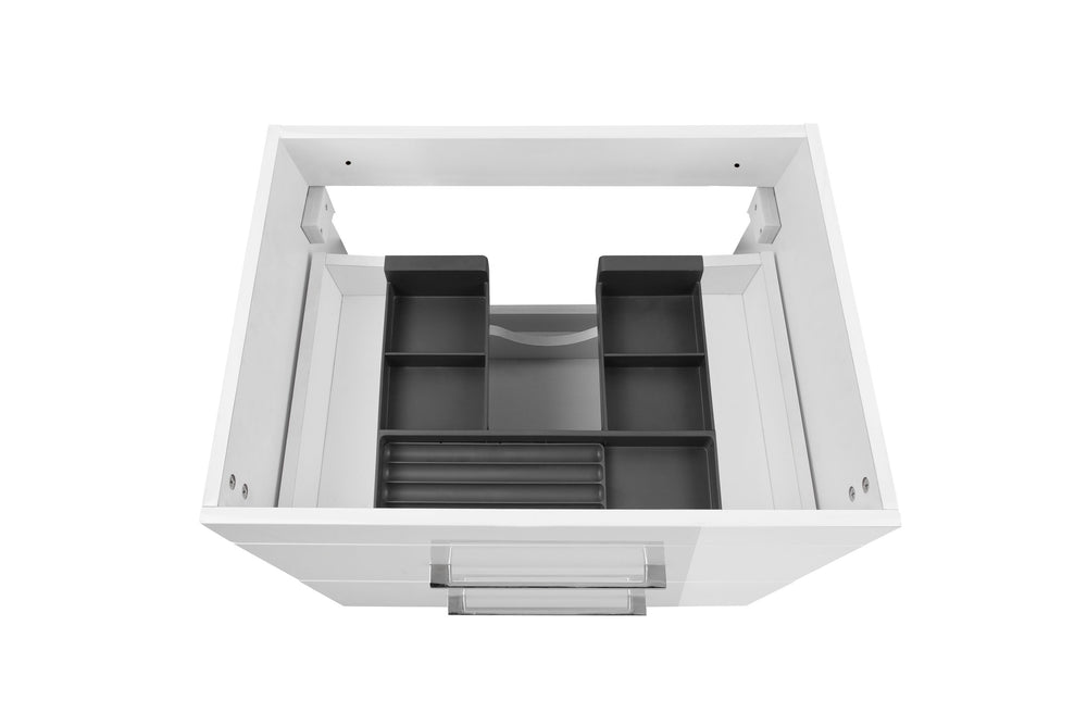 English Elm 24-Inch White Gloss Wall-Mounted Bathroom Vanity With Soft-Close Drawers & Sleek Ceramic Sink W3151S00016