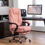 English Elm Vinsetto Massage Office Chair With Foot Rest, Executive Office Chair With 6 Vibration Point and Heat, Reclining Computer Chair, Swivel Desk Chair, Adjustable Height, Pink