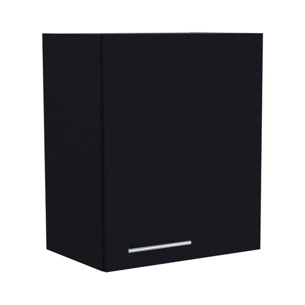 English Elm Manchester Compact 20" Wall Cabinet with One Door and Two Shelves — Space-Saving Storage, Sleek Finish Black 26 L x 21 W x 4 H B070P234339