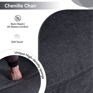 English Elm 019-160°recliner Plush Chenille Push Back Chair with Massage Heating for Seniors Black W2636P286683