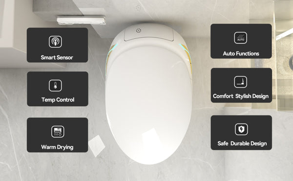 English Elm Unique Smart One Piece Toilet Bidet Heated Seat Auto Flush Warm Air Dryer Spa W3133P384811