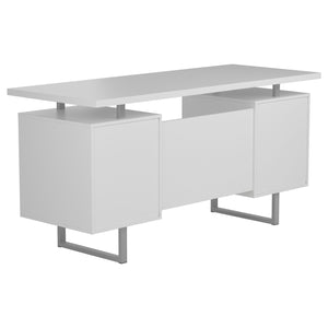 English Elm Jensen White High Gloss Two-Drawer Computer Desk with Metal Legs, Durable Storage for Legal & Letter Files B062P331105